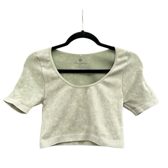 Paradise Fashion USA Women's Rib Tee Shirt in Green Size M/L - Picture 2 of 4
